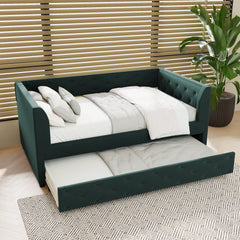 Upholstered Tufted Daybed With Trundle