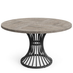 Round Dining Table For 4 - 6, (Table Only) - Gray / Black