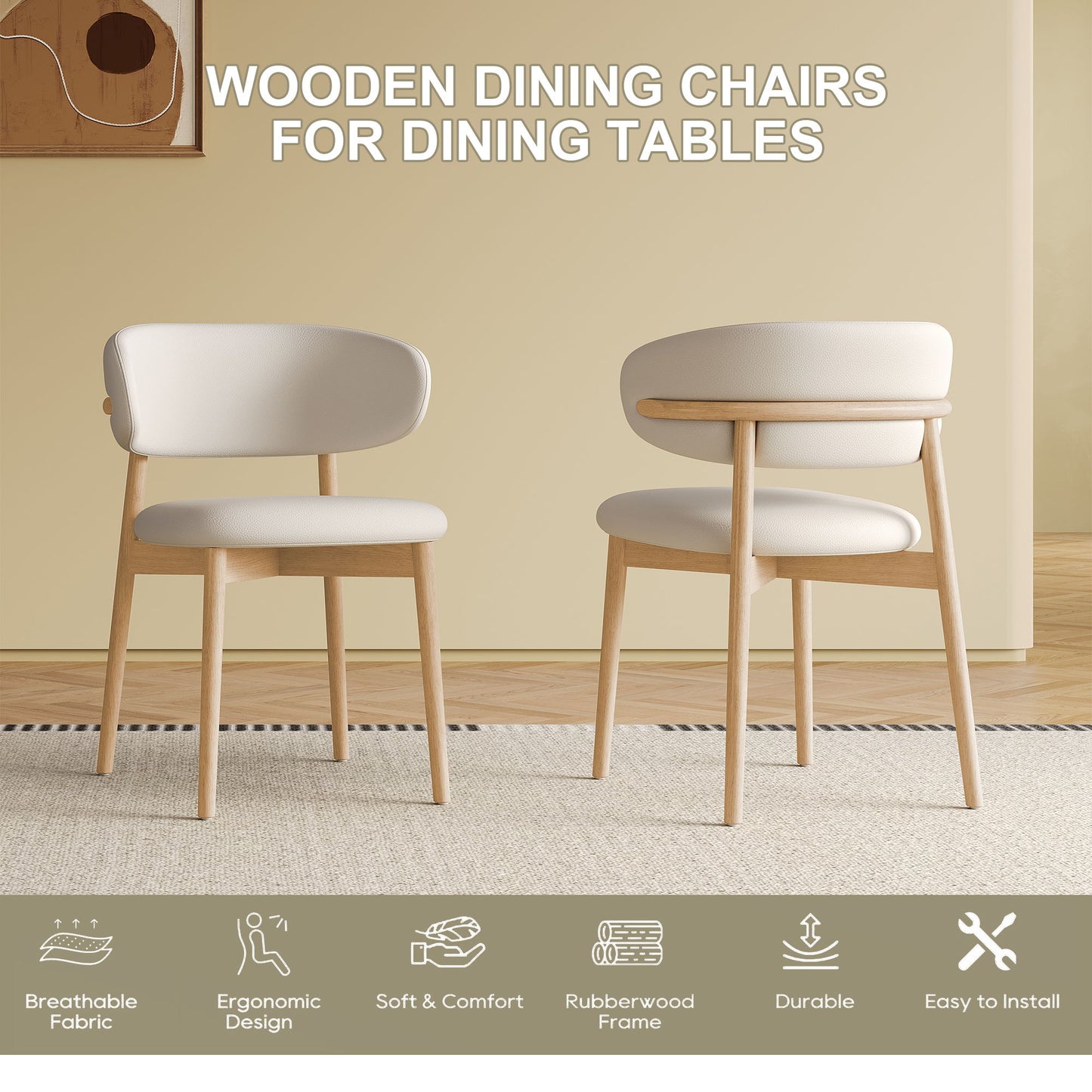 Dining Chair For Dining Room, Kitchen (Set of 2) - White