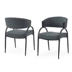 Contemporary Upholstered Dining Chairs With Metal Legs (Set of 2)
