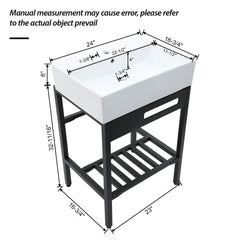Console Sink With 304 Legs, 24" X 16.75", Wall Mounted Design - White / Black