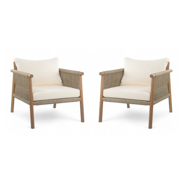 Modern Outdoor Woven Lounge Chair With Solid Frame And Cushions