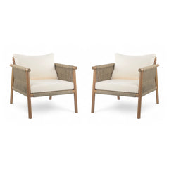 Modern Outdoor Woven Lounge Chair With Solid Frame And Cushions