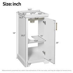 Bathroom Vanity With Sink, Soft Close Door, Adjustable Shelf, Freestanding Single Unit - White