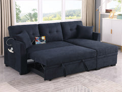 Sectional Sofa Bed L Shaped Sofa Couch Bed With USB Port, Reversible Chaise With Storage