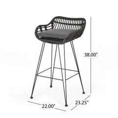 Outdoor Rattan Bar Chair With Metal Legs
