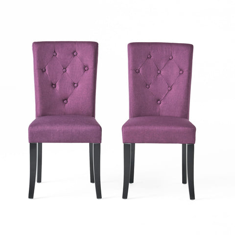 Upholstered Dining Chairs, Fabric Side Chairs, For Dining Room, Kitchen And Living Room (Set of 2) - Dark Purple