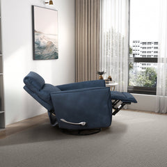 Carson - Swivel Glider Suede Recliner Chair - Midnight Blue