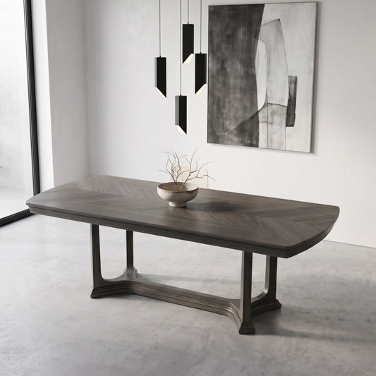 Arcus - Rectangular Dining Table With Butterfly Leaf - Charcoal Gray