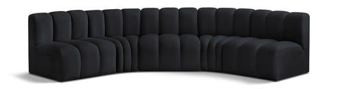 Arc - Velvet 5 Piece U-Shaped Modular Sofa
