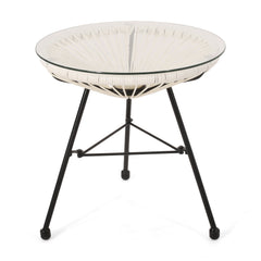 Nusa - Modern Rattan Side Table With Tempered Glass Top