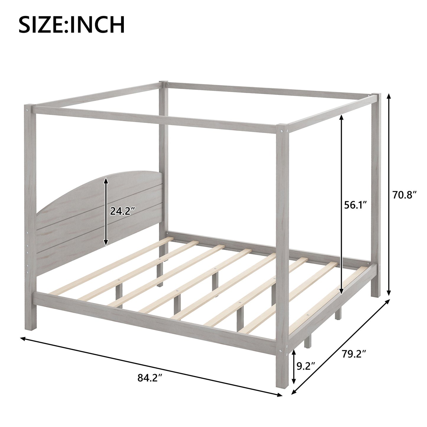 anopy Platform Bed With Headboard And Support Legs