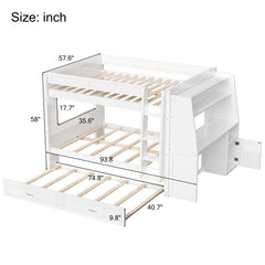 Multifunctional Bunk Bed With Desk, Bookshelves