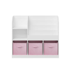 Bookcase And Bookshelf With 3 Collapsible Drawers, Multifunctional Display Stand