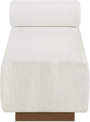 Zephyr - Linen Textured Fabric Upholstered Chaise - Painted Brown Walnut Base