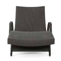 Salem - Contemporary Wicker Chaise Lounge With Arm, Weather Resistant