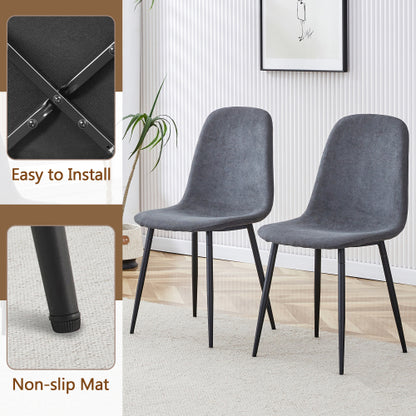 Comedor Circular Moderna 6 Puestos - Madera, Metal y Tapizado Lino Gris 48 - 005