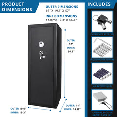 9.33 Cubic Ft Tall Biometric Rifle Safe - Black