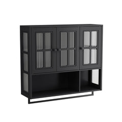 3 Door Wall Cabinet With Glass Door And Towel Bar