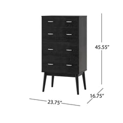 Wilbur - Faux Wood And Rubberwood 4 Drawer Dresser - Black