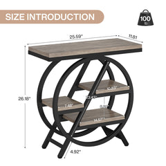 Modern Narrow End Table With 3 Tier Shelves
