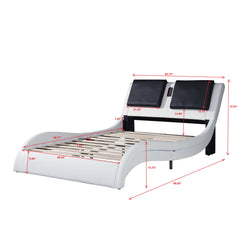 Platform Bed Frame With LED Lighting, Bluetooth Music, Vibration Massage