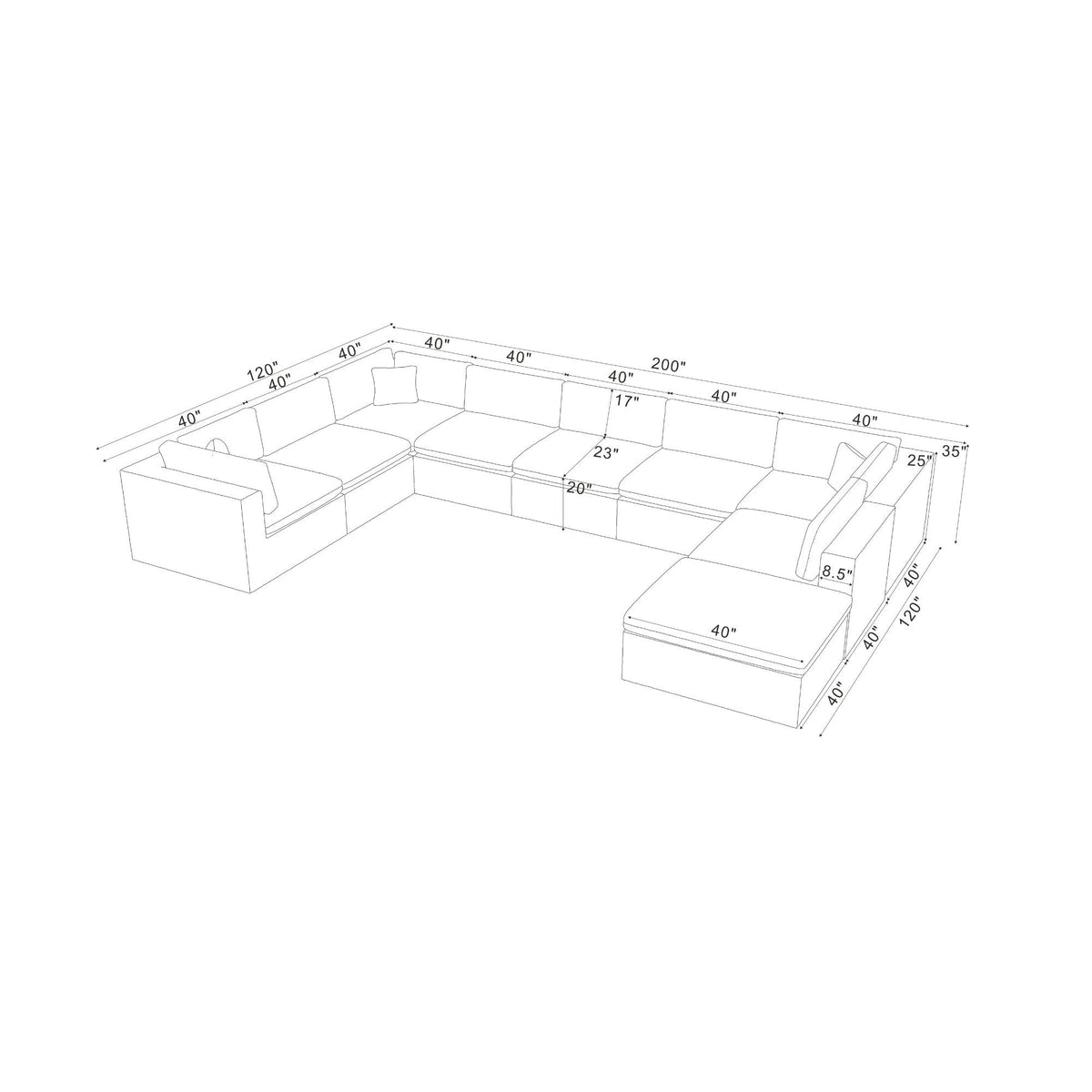 Custom Configuration Modular Sectional & Toss Pillows