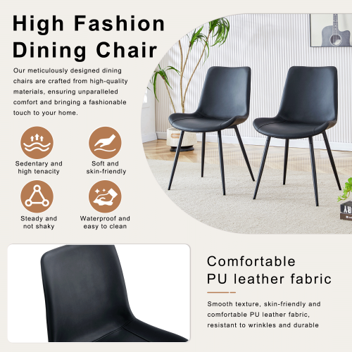 Comedor Rectangular 6 Puestos - Madera de Nogal y Poliuretano Sintético Negro 48 - 006