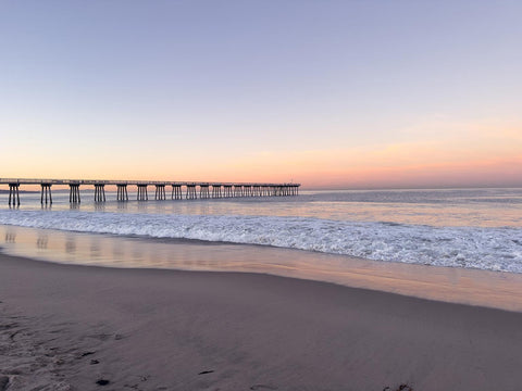 Hermosa Beach Pier By Kathy Mansfield (Framed Small) - Light Blue