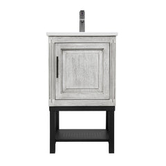 Modern Freestanding Bathroom Vanity With Ceramic Sink, Hot And Cold Faucet, 1 Door Cabinet & Open Shelf