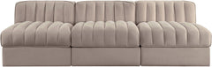 Rummi - Velvet Performance Fabric Upholstered 3 Piece Modular Armless Sofa