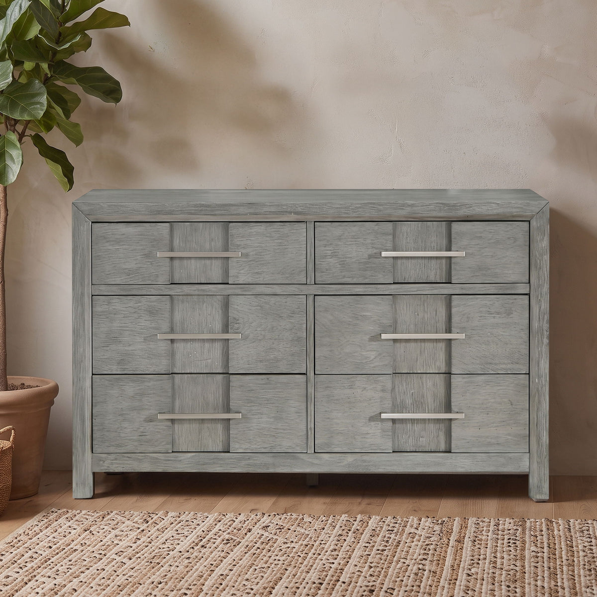 6 Drawer Dresser - Gray - Wood