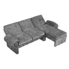 Convertible Futon Sofa Bed With Adjustable Backrest, Reversible Chaise Lounge And 2 Removable Armrest Pillows