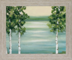 Birches Over Serene Water - 28" x 34" Framed Wall Art