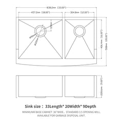Farmhouse Sink With Double Bowl, 60 / 40