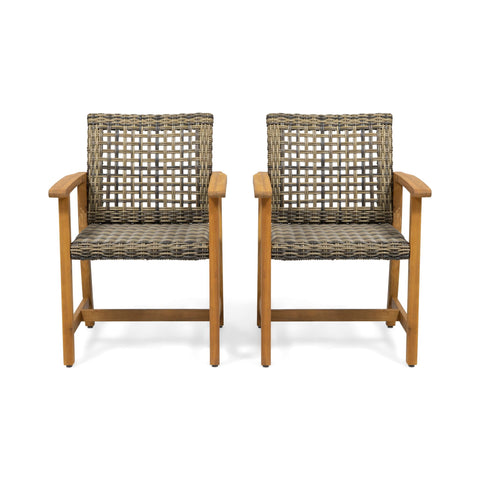 Outdoor Dining Chair Acacia Wood Frame (Set of 2)