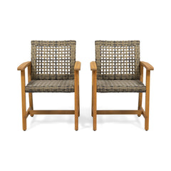 Outdoor Dining Chair Acacia Wood Frame (Set of 2)