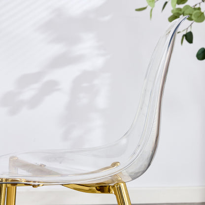 Comedor Circular Moderno 6 Puestos - Cristal Templado Transparente y Dorado 48 - 007