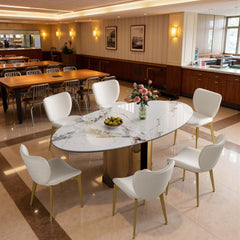 Steel Base Oval Sintered Stone Dining Table With 4 Chairs