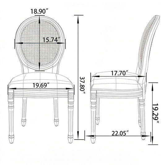 Dining Chairs, Upholstered With Round Back (Set of 2) - Beige