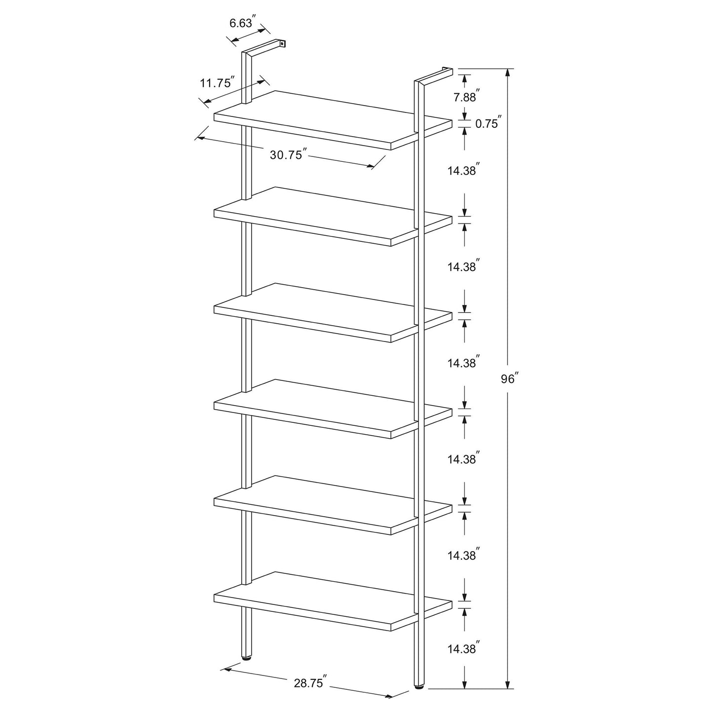 Christy - Owens - 6 Shelf Wall Bookshelf - Walnut