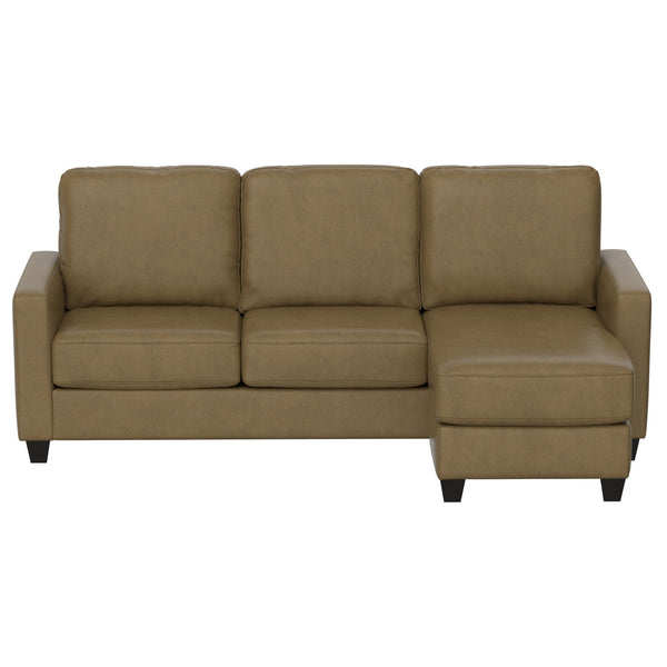 2 Piece Sofa With Chaise, Comfortable Seating For 3, Tapered Feet, USB Charging Console - Brown