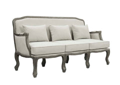 Tania - Sofa With 3 Pillows - Cream Linen & Gray