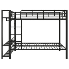 Bunk Bed With Storage Mesh Shelves, Clothes Hooks, LED Light