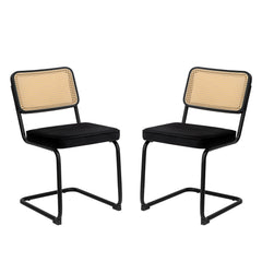 Rattan Side Accent Dining Chairs With Painted Legs (Set of 2)