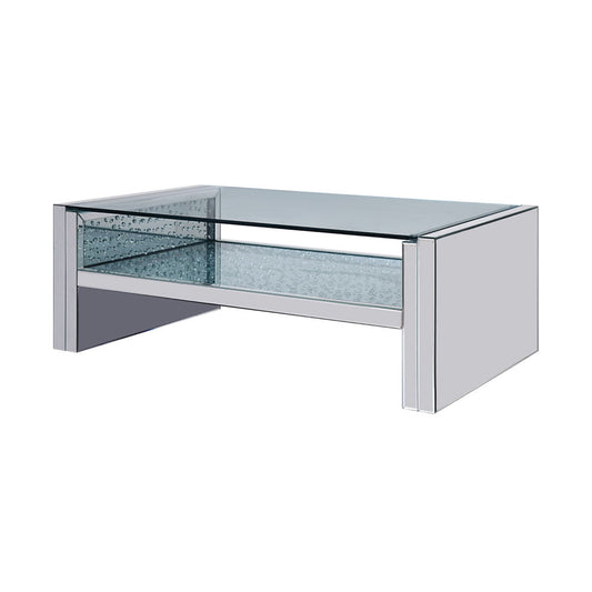 Nysa - 47" Coffee Table - Mirrored & Faux Crystals