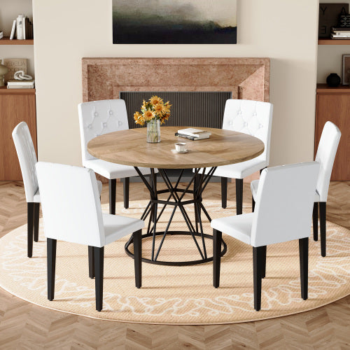 Comedor Circular 6 Puestos - Madera Blanco 48 - 008