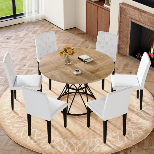Comedor Circular 6 Puestos - Madera Blanco 48 - 008