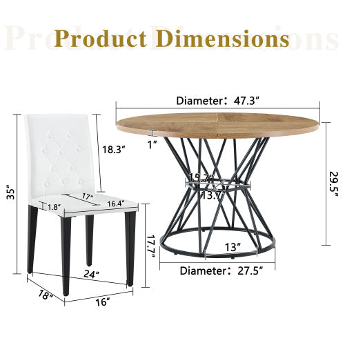 Comedor Circular 6 Puestos - Madera Blanco 48 - 008