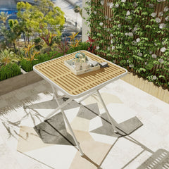 Modern Folding Square Table, Water Proof And Wear Resistant - Apricot / White